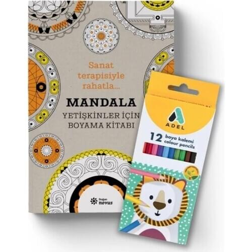 Mandala Kids Adult Coloring Book Set (Coloring Book + Crayons) -Sophie Leblanc Meditation Peace Graffiti Drawing Art Kill Time