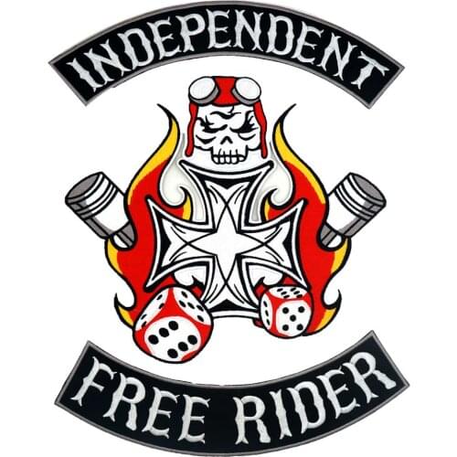INDEPENDENT FREE RIDER backing Embroidered Applique Sewing Label punk biker Patches Clothes Apparel