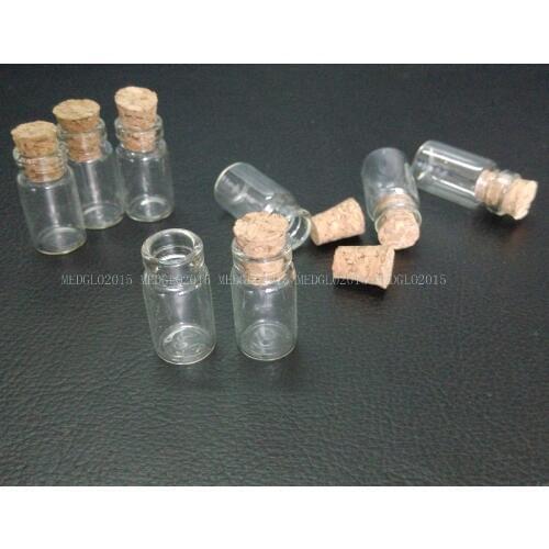 Wholesale 100Pcs 1ml Empty Clear Glass Bottle With Wood Stopple Mini Sample Glass Vial Drainage Bottle