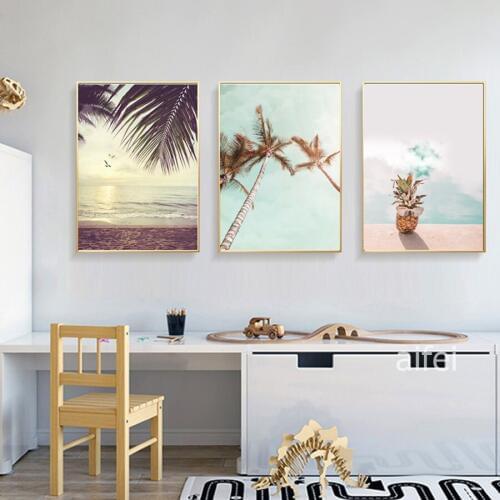 Nordic Style Poster Creative Scenery Beach Plant Decor Painting Modern Home Decoration Living Room Canvas Wall Art Pictures