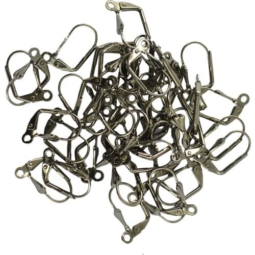 50pcs Plain Shell Leaver Back Brass with Open Loop Jewelry Finding