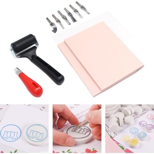 Rubber Stamp Making Kit Rubber Carving Blocks for Stamp Block Printing Starter Tool Kit Rubber Carving Block with Cutter Tools