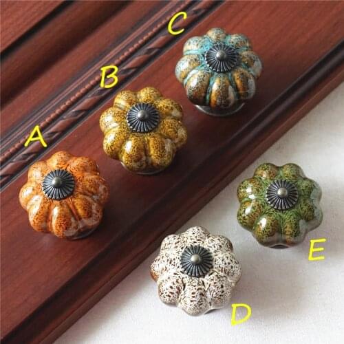 1pcs Pumpkin Knobs Ceramic Knobs Dresser Knob Drawer / Cabinet Handle Pulls / Colorful Kitchen Cupboard Knob Furniture Hardware