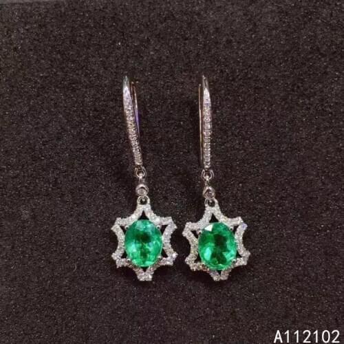 KJJEAXCMY fine jewelry 925 sterling silver inlaid natural emerald earrings noble girl new eardrop support test