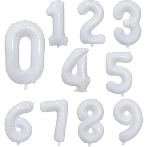 40inch Large White Black Number Foil Balloon 0 1 2 3 4 5 6 7 8 9 Balls Birthday Party Decoration Wedding Ballon Helium Globos