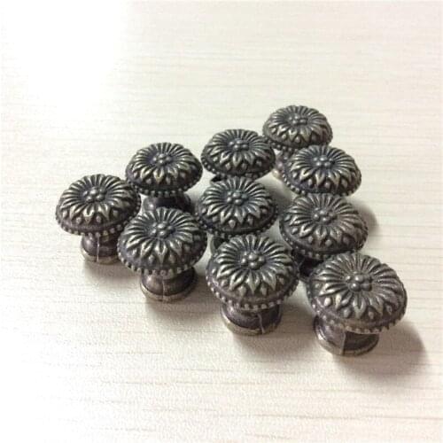 Jewelry Box Hardware Box Furnoiture Handle Flower Carved Fungiform Matched Bronze Tone 17mm x16mm,500Pcs