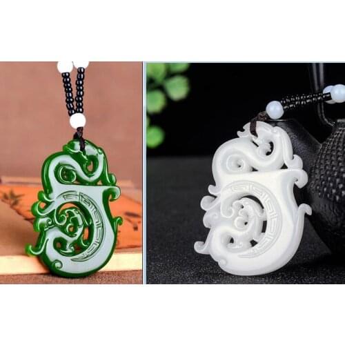 Hetian Jade Dragon and Phoenix Pendant Couple Pai Jade Dragon and Phoenix Ancient Jade Pendant