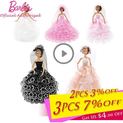 Wedding Dress Princess Evening Party Ball Long Gown Skirt Bridal Veil Costume Clothes For Doll Accessories Xmas Gift Toy