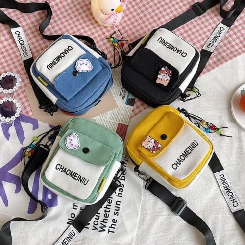 Trend Canvas Straddle Bag 2021 New Leisure Famale Bags One Shoulder Bag Cute Wind Broadband Canvas Bags