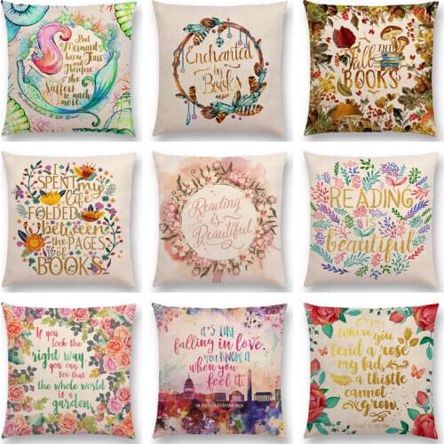 Gorgeous Flowers Graceful Thought Beautiful Language Brilliant Words Decorative Letters Story Cushion Cover Sofa Pillow Case