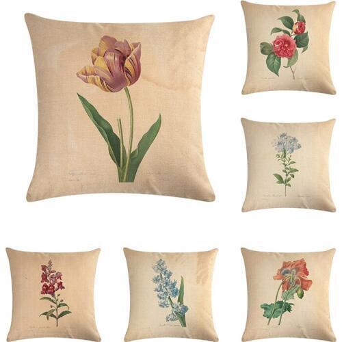 Vintage Butterfly Flower Decorative Pillow Covers Sofa Throw Cotton Linen Pillow Cases Seat Cushion Cover for Chair 45*45cm ZY42