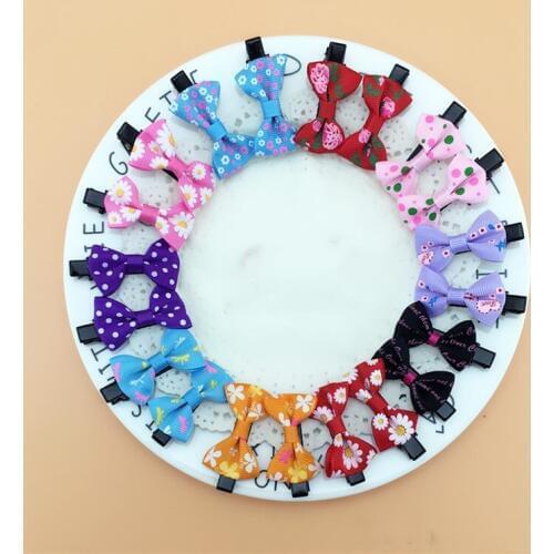 6pcs /lot Mix Color Mini Bow Barrettes Sweet Girls Solid Dot Stripe Hair Clips Kids Hairpins Hair Accessories for Women Girls