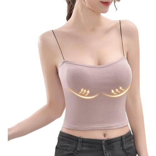 2020 Women Summer Sexy Camisole New Fashion Girls Lady Wild Tank Top Detachable Chest Pad Blouse Vest Female Solid Color Camis