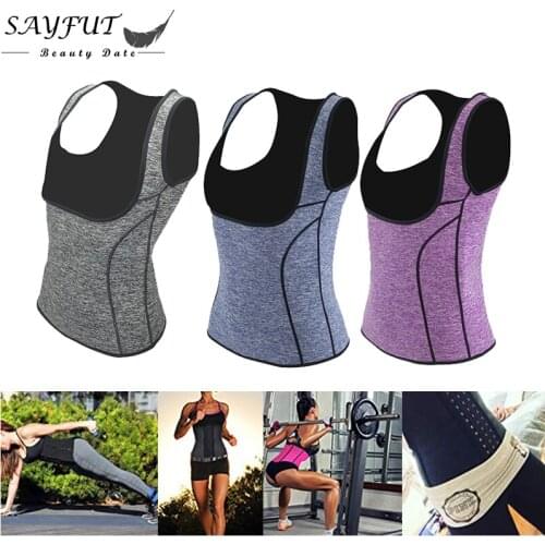 SAYFUT Women Body Shaper Vest Plus Size Sweat Vest Waist Trainer Slimming Tops Shaperwear Weight Loss Waist Corset 2020 Fashion