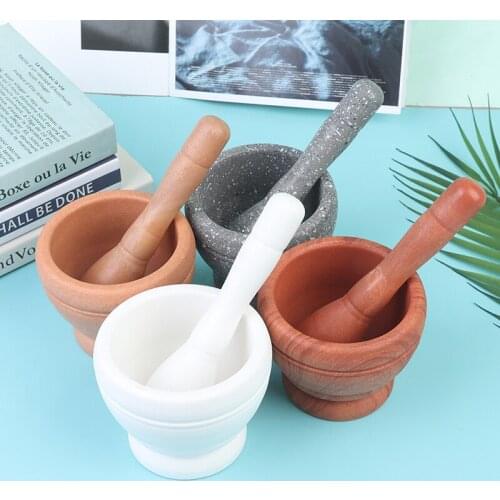 1PC PP Mortar Pestle Set Garlic Herb Spice Mixing Grinding Crusher Bowl Restaurant Kitchen Tools