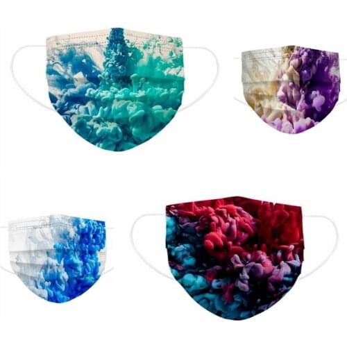 10/50pcs Adult Disposable Mask Tie-dye Gradient Printed Three-layer Non Woven Halloween Cosplay Face Masks Masque Mascarilla