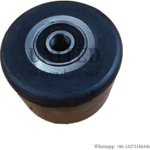 10pcs UNITED Escalator Rolle Handrail Belt Pressure Pulley Black Rubber Aluminum Core OD76mm W54mm 6201-2RS CAA456CX