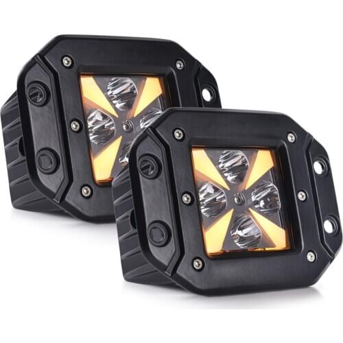 2Pcs Trunk SUV LED Light Pods With Amber Marker Light 12W Work Light Turn Signal Fog Light DRL for Vehicle Offroad
