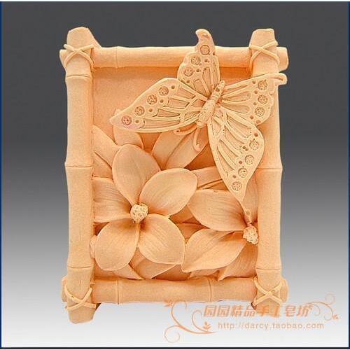 3D Bamboo Butterfly Flower Silicone Soap mold candle mould DIY Carft molds S019