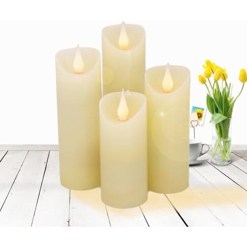 4pcs Dancing Flame LED Candles Lights with Real Wax Pillar Lamp for Wedding Birthday Party Christmas Home Decor