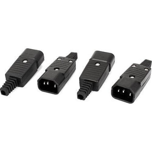 AC 250V 10A IEC320 C14 3 Pin Male Plug Power Adapter Jack Connector 4 Pcs