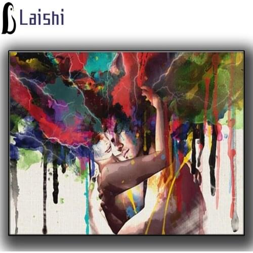 Diamond DIY Painting Abstract graffiti Hand Painted Lover christmas gift DIY Photo Custom Full Square round diamond home decor