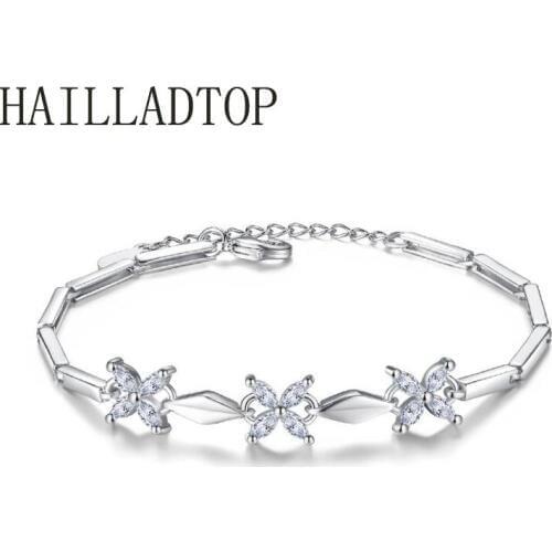 Shining Rhinestone Bracelets Fashion Jewelry Womens Accessories Silver Jewelry Wholesale Clover Luxury Crystal Bracelet Gift