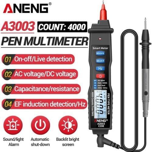 Digital Pen Multimeter A3003 Professional 4000 Counts Smart Meter with NCV AC/DC Voltage Resistance Capacitance Testers