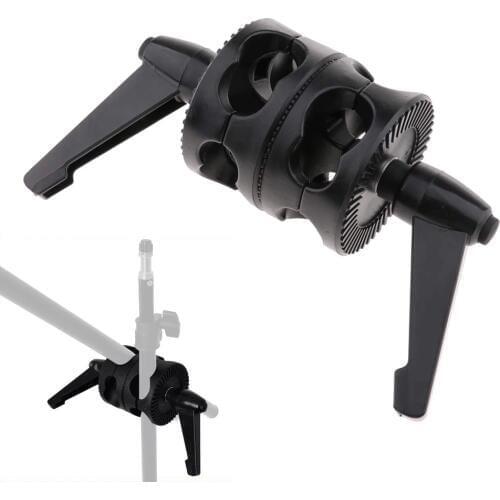 Dual Swivel Grip Head Bracket Clamp for Studio Boom Arm Reflector Light Holder Stand Adapter