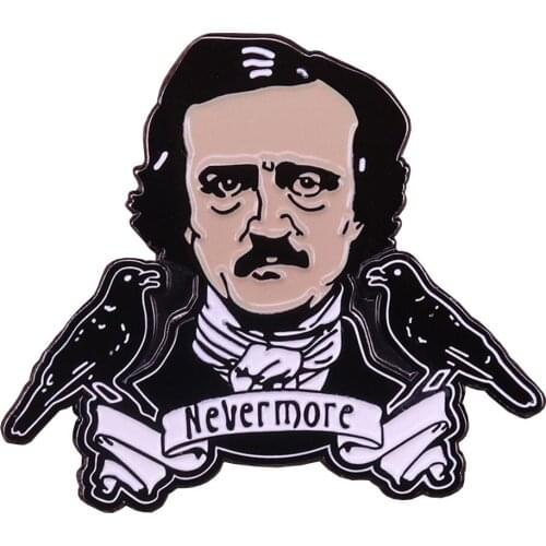 Edgar Allan Poe Enamel Pin Nevermore Brooch Gothic Portrit Badge great litterateur decor