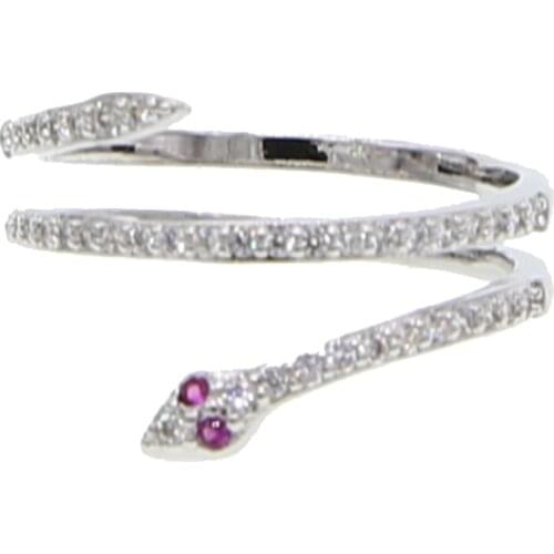 European Fashion Rings For Women Unique Snake Shaped Multicolor Zircon 2 Color Adjustable size Open Ring Fashion Jewelry