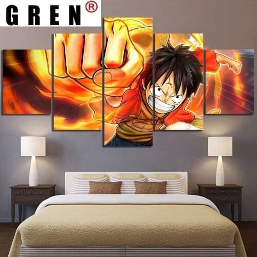 GREN 5 Panels Modular Animation Charater Wall Art Canvas Paintings Pictures Prints Poster For Living Room Home Decor