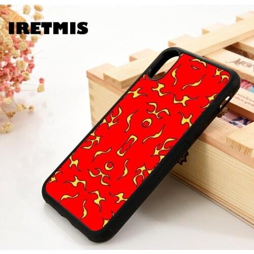 Iretmis 5 5S SE 6 6S TPU Silicone Rubber phone case cover for iPhone 7 8 plus X Xs 11 Pro Max XR flame red