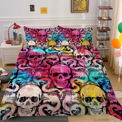 Fanaijia Skull Bedding Set king Size Sugar Skull Duvet Cover Set with Pillowcase twin Full queen beds Comforter Set