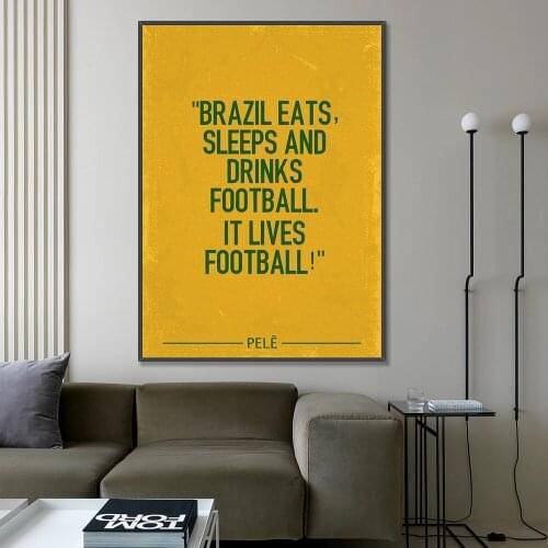 Pele Motivational Quotes Posters Brazil Football Canvas Prints Painting Modern Wall Picture for Living Room Home Decoration