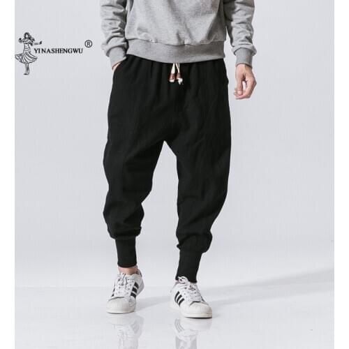 New Clothes Mens Summer Linen Harem Solid Pants Jogger Casual Loose Male Long Small Foot Pants Fashion Style Trousers clothes