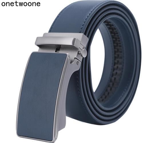 Famous Brand Belt Men Top Quality Genuine Luxury Leather Belts for Men Strap Male Metal Blue Leather Automatic Buckle Belts Men
