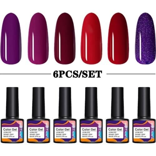 Gel Polish Set 4PCS/6PCS Nail Kit Set Glitter Soak Off UV Gel Nail Varnish Base Top Coat Kit For Nail Art Gel Kit