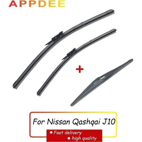 APPDEE Wiper Front Rear Wiper Blades Set For Nissan Qashqai J10 2007-2013 Windshield Windscreen Front Rear Window 24"+15"+12"