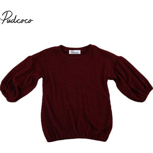 Newly Kids Girls Toddlers Baby Sweatshirt Sweater Pullover Outerwear Blouse Long Puff Sleeve Children Lolita Style Tops 1-6T