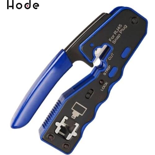 RJ45 Crimp Tool Pass Through Cutter for Cat6 Cat5 Cat5E 8P8C Modular Connectors All-In-One Wire Tool