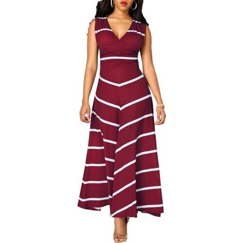 Dresses for women 2021 Plus Size Summer Party Women Slim Stripe V Neck Sleeveless High Waist Maxi Dress Black xxxxxl vestidos