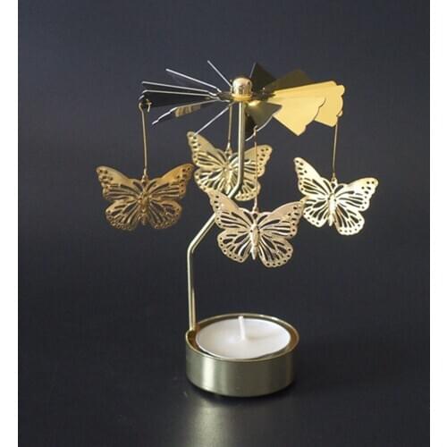 Rotary Metal Candle Holder Vintage Golden Iron Aluminum Carousel Tea Light Candle Stand Decor Candlestick Light Xmas kandelaar