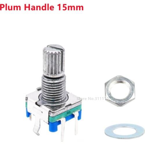 5PCS Plum Handle 15mm Rotary Encoder Coding Switch / EC11 / Digital Potentiometer With Switch 5 Pin Q