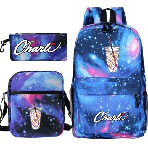 Boys girls Knapsack Charli Damelio Backpack Travel Mochila Laptop School Bag 3 PCS/set Backpack For Women Men Casual Bag
