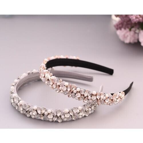 Luxury Baroque Colorful Water Drop Crystal Wide Headband Elegant Multi Color Rhinestone Hair Band Bridal Wedding Hair Accessory