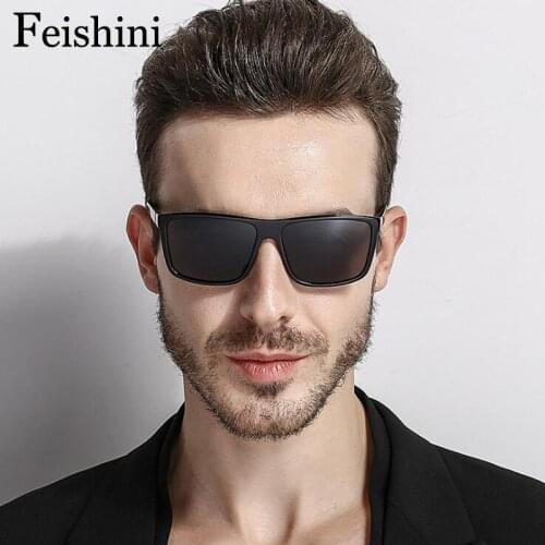 Feishini Plastic Driving Square Sunglasses Men Polarized Brand Designer Mirror Drivers Oversized Male Sun glasses for Man 2020
