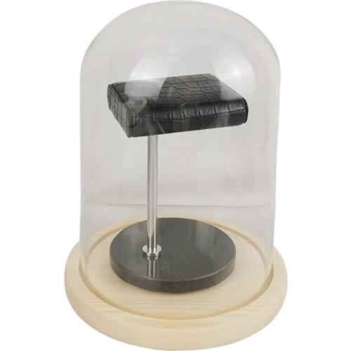 Handcrafted Watch Storage Stand with Marble Base and Glass Dustproof Cover