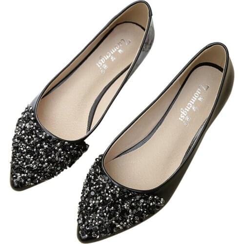 Glitter Shoes Ballerinas Shoes for Women Pointed Toe Flats Creepers Ladies Loafers Black Shoes for Women Tenis Feminino Casual