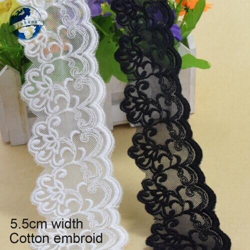 10yards 5.5cm white cotton embroided lace ribbon guipure trim DIY wedding Accessories doll lace african french lace applique2884